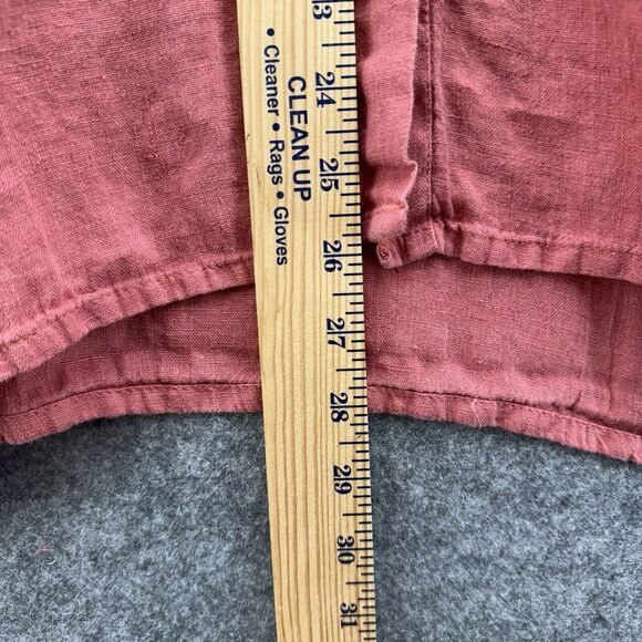 FLAX Womens Linen Button Up Top Size Medium Pink Long Sleeve Lagenlook Beachy - Picture 6 of 8